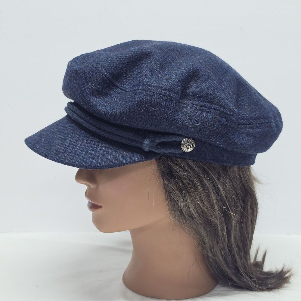 Brixton Fiddler Fisherman Newsboy Flat Navy Cap Unisex Woll Blend Size 7 1/4 M